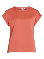 Produktbild: Vila Damen Satin Blusen T-Shirt Kurzarm Basic Rundhals Top Glänzend Tunika Blouse Oberteil VIELLETTE, Farben:Coral Pink, Größe:42