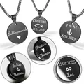 Produktbild: UNIQAL - Gravur-Halskette aus Edelstahl – Persönlicher Anhänger mit Name, Datum oder Koordinaten – Geschenkidee für Frauen & Männer – Individuelle und bedeutungsvolle Namenskette (Black Coin)