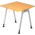 Produktbild: HAMMERBACHER AS08 höhenverstellbarer Schreibtisch buche quadratisch, A-Fuß-Gestell silber 80,0 x 80,0 cm