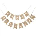 Produktbild: qingmeng Happy Birthday Girlande Banner, Geburtstag Vintage Leinen Deko Geburtstag Dekoration Drieck Flagge Wimpelkette für Geburtstags Geburtstagsfeier Dekoration, Babydusche