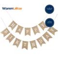 Produktbild: Girlande Banner Happy Birthday Vintage Leinen Deko Wimpelkette für