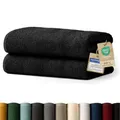 Produktbild: Blumtal Premium Frottier Handtücher Set 2 teilig 100% Baumwolle - Oeko-TEX zertifiziertes Badetuch 2X (70x140 cm) - Ultra saugstarkes Frottiertücher Set waschbar °60 - Handtuch Schwarz