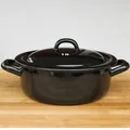 Produktbild: Riess Emaille Topf schwarz 18 cm Riesen Zwerge Kochtopf mit Deckel Bratentopf