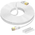 Produktbild: Folishine Ethernet Kabel 30m, Cat7 Internet Kabel High Speed mit vergoldetem RJ45 Stecker, geschirmtes LAN Kabel für Netzwerk-Switch, schneller als Cat5/Cat5e/Cat6-Weiß