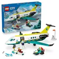 Produktbild: LEGO City Notfallrettungsflugzeug – Set mit Flieger, Schneemobil und 4 Mini-Figuren: Rettungssanitäter, Pilot, Arzt und Skifahrer – tolles Geschenk für Kinder ab 6 Jahren – 60465