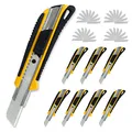Produktbild: CCLIFE 8 Stück Cuttermesser 18mm Abbrechklinge Kartonmesser Mehrzweck Messer Allzweckmesser Teppichmesser mit Sicherheitslock inkl. 40 Ersatzklingen