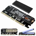 Produktbild: NVME Adapter PCIe x16 mit Kühlkörper, 6amLifestyle M.2 NVME oder AHCI SSD auf PCIE 3.0 | 4.0 Adapterkarte für Key M 2230, 2242, 2260, 2280 Größe M.2 SSD, unterstützt PCIe x4 x8 x16 Slot