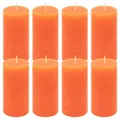 Produktbild: 8er Set Rustik-Kerze orange Höhe 10 cm Ø 5 cm lange Brenndauer Rund-Kerze Dko