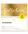 Produktbild: Frank Paperman® | 60x Geschenk Gutschein blanko für Kunden mit funkelnder Goldprägung | Gutscheine zum selber Ausfüllen | Gutschein Vordruck im Format DIN Lang Plus