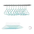 Produktbild: Kinderkleiderbügel im 20er Set, platzsparende Drahtbügel, Babybügel mit Kerben, PVC-beschichtet, 30 cm, türkis - Relaxdays