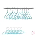 Produktbild: Relaxdays, türkis Kinderkleiderbügel im 20er Set, platzsparende Drahtbügel, Babybügel mit Kerben, PVC-beschichtet, 30 cm, Verchromtes Eisen, H x B x T: ca. 18,7 x 30,4 x 0,4 cm, 10024661_56