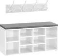 Produktbild: VASAGLE Garderoben-Set, Wandgarderobe und Schuhbank, 10 offenen Fächern