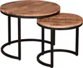 Produktbild: Mr. Deko Couchtisch 2er Set Fermo rund aus Mangoholz mit Metallgestell schwarz