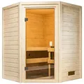 Produktbild: Karibu Sauna Innensauna Danika inkl. Saunaofen 3,6kW integr. Steuerung, nordisches Fichtenholz, Made in Germany