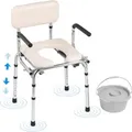 Produktbild: Mophorn - Vevor Toilettenstuhl, Nachtstuhl Mit Gepolstertem Sitz, Herunterklappbaren Armlehnen, 7-stufig Höhenverstellbar 490-640 Mm, Abnehmbarer Eimer, 158,8 Kg Belastbar, Tragbare Toilette Für Erwachsene