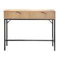 Produktbild: Console 2 Tiroirs Façade Effet Bois Rainuré L100 x H80 cm - TARA