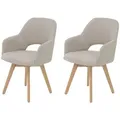Produktbild: Hela Tische, 2er Set Esszimmerstuhl Armlehnstuhl Stade 360° drehbar, Bezug Webstoff Beige, MASSIVHOLZ Füße Buche, Rücken mit Ausschnitt, 120kg ... - Beige