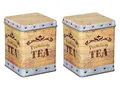 Produktbild: tea4chill 2 Stk Teedosen für losen Tee 100g, Gewürzdosen, Tea Chest, Metall, eckig mit Scharnierdeckel, 75 x 75 x 95mm (LxBxH)
