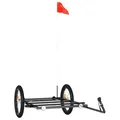 Produktbild: vidaXL Fahrradanhänger 135x68x37 cm, pulverbeschichtetes Eisen, Schwarz, Fahrradkarren für Gepäck, Pflanzen & Werkzeuge, Sicherheitsflagge, Tragkraft 45 kg, Outdoor Transport