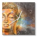 Produktbild: DEQORI Glasuhr | 30x30 cm | Motiv Meditierender Buddha | ausgefallene leise Design Uhr aus Glas | Wanduhr für Wohnzimmer & Küche | moderne Hingucker Uhr für die Wand