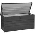 Produktbild: Gartentruhe Graphitgrau Metall 400 L 132 X 62 Cm Wasserdicht Abschließbar Mit Deckel Garten Aufbewahrungsbox Gartenbox Kissenbox Auflagenbox