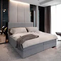 Produktbild: Masseno Boxspringbett PISA 140x200 cm Komplett-Set mit Bonell Matratze und Topper, Polsterbett mit Bettkästen -Hellgrau, TILIA 86