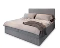 Produktbild: Masseno Boxspringbett PISA 140x200 cm Komplett-Set mit Matratze und Topper, Polsterbett mit Zwei Bettkästen -Hellgrau, TILIA 86