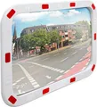 Produktbild: ECD Germany Verkehrsspiegel rechteckig 40x60 cm Reflektoren weiß-rot und Halterung, ABS-Kunststoff, wetterfest