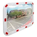 Produktbild: ECD Germany Verkehrsspiegel rechteckig 40x60 cm Reflektoren weiß-rot und Halterung, ABS-Kunststoff, wetterfest, unzerbrechlich, Sicherheitsspiegel Überwachungsspiegel Beobachtungsspiegel Konvexspiegel