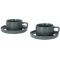 Produktbild: blomus Pilar 2 Teetassen mit Untertasse 200 ml Keramik pewter zinngrau