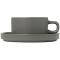 Produktbild: Blomus Pilar Set 2 Teetassen mit Untertasse Pewter 200 ml