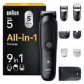 Produktbild: Braun All-in-One Trimmer-Set 5, 9-in-1 Multigroom, Barttrimmer, Haarschneidemaschine für Gesicht, Kopf und Körper, 120 Min Akku, 14 Längen (0.5–21 mm), Wasserdicht, AIO5540, Schwarz