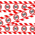Produktbild: 50 Geburtstag Deko – lustiges Absperrband rot weiß mit Verkehrszeichen als or...