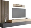 Produktbild: MIRJAN24 Wohnwand Narezi II, Stilvoll Wohnzimmer-Set, TV-Schrank, Modern Mediawand (Graphiy / Eiche Cremona)