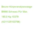 Produktbild: Beurer Körperanalysewaage Bf990 Schwarz Für Max. 180,0 Kg 10379 (4211125103798)