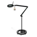Produktbild: Lumeno LED Lupenleuchte 7218SW, Lupenleuchte mit 127 mm Echtglaslinse, Lupenlampe LED, Kosmetiklampe, Arbeitsplatzlampe, Vergrößerungsglas, Standlupe mit Licht, 8 Dioptrien, Schwarz, Rollstativ