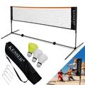 Produktbild: KESSER® Badmintonnetz, Tennisnetz 300cm 400cm 500 cm Federballnetz 3-Fach-Höhenverstellbar, Set bestehend aus Netz, 3x Feder- & Tennisball, stabilem Eisen-Gestell, Transporttasche, Indoor & Outdoor