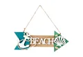 Produktbild: KARMA Wanddekoobjekt Dekoschild Beach Holz 29 cm maritim Wandschmuck Anker Muschel Seil (Dekoholzschild Holzdeko Strandschild Strand, Hängeschild Küste Sommerdeko Holzschild), Vintage Wanddeko Badezimmer Balkon & Terrasse