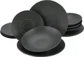 Produktbild: CreaTable Tafelservice Geschirr-Set Lava Stone (12-tlg), 4 Personen, Steinzeug, Service, schwarz, Reliefdekor, Made in Europe, 12 Teile für 4 Personen