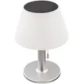 Produktbild: Tischleuchte Solarleuchte Außenlampe Terrassenleuchte Tischlampe Balkon, IP44 Spritzwasserfest Akku Zugschalter Edelstahl weiß, 10x LED warmweiß, DxH 19,5x28 cm