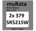 Produktbild: 2x Murata/Sony 379 Uhren-Batterie Knopfzelle SR521SW SR521 AG0  Silberoxid