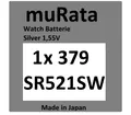 Produktbild: 1x Murata/Sony 379 Uhren-Batterie Knopfzelle SR521SW SR521 AG0  Silberoxid