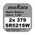 Produktbild: 2x Murata/Sony 379 Uhren-Batterie Knopfzelle SR521SW AG0 Silberoxid Blister Neu