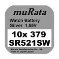 Produktbild: 10x Murata/Sony 379 Uhren-Batterie Knopfzelle SR521SW AG0 Silberoxid Blister Neu