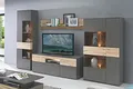 Produktbild: Forte Como Wohnwand 320, Moderne Wohnwand mit 5 Türen, 1 Schublade, Schrankwand, Holzwerkstoff, Uni Wolfram Grau/Stabeiche Holzdekor, 319,3 cm breit x 203,3 cm hoch x 52 cm tief