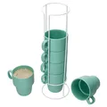 Produktbild: MamboCat 6er Set Kaffeebecher Stata mit Ständer I 250 ml I Mint stapelbare Porzellan-Tassen mit Henkel für Kaffee, Tee, Kakao, Cappuccino & Latte Macchiato für Zuhause oder am Buffet platzsparend