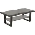 Produktbild: Couchtisch mit Baumkante Gabriel - Nachbildung Akazie Grau - große Ablage - Metallkufengestell Schwarz - 110x60cm - Grau