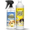 Produktbild: bio-chem Geruchsentferner Set | Hunde-Spray 750 ml + Wäschespülung 1L | Mikrobiologisch & effektiv | Gegen Tiergeruch auf Textilien & Oberflächen