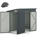 Produktbild: COSTWAY 2,6 m2 Gartenhaus 235x117x185cm Metall, 4,86 m3, Geräteschuppen mit Vordertür, Seitentür&Pultdach, Gartenschuppen abschließbar, Dunke... - Dunkelgrau