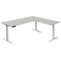 Produktbild: Kerkmann Move 3 elektrisch höhenverstellbarer Schreibtisch lichtgrau L-Form, T-Fuß-Gestell weiß 180,0 x 80,0 cm